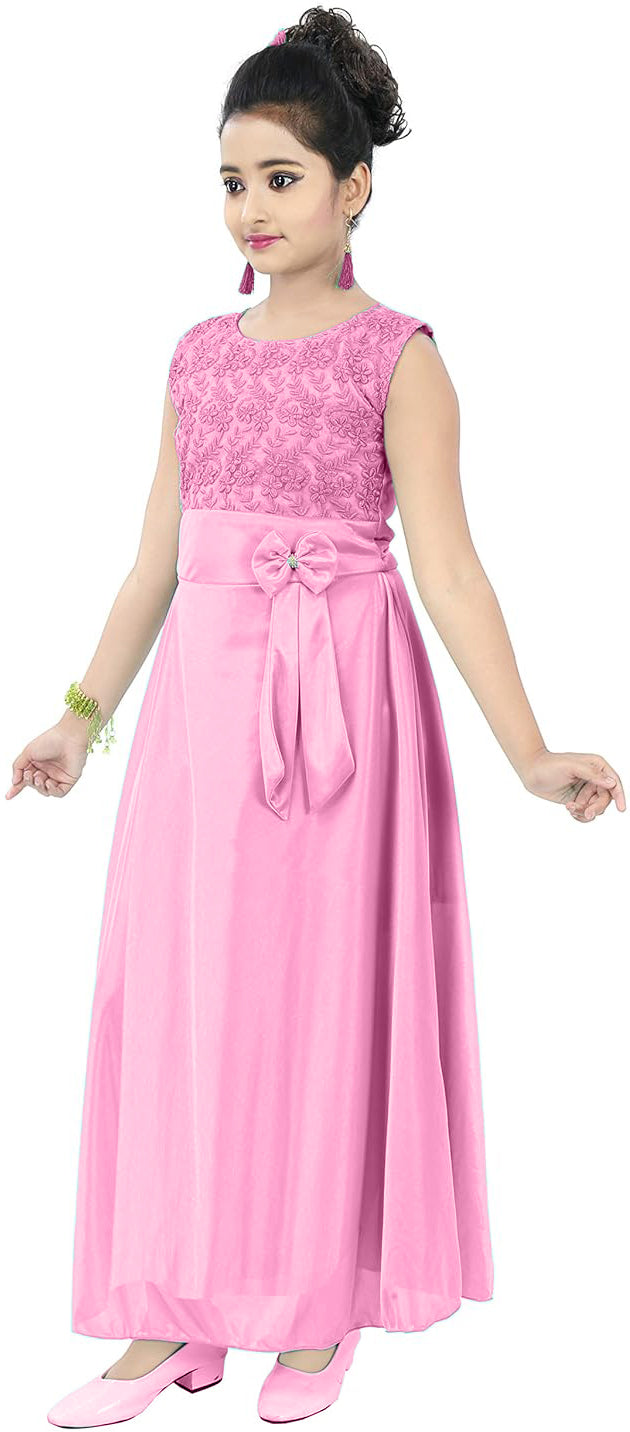 Baby Pink Satin Dress For Baby Girls