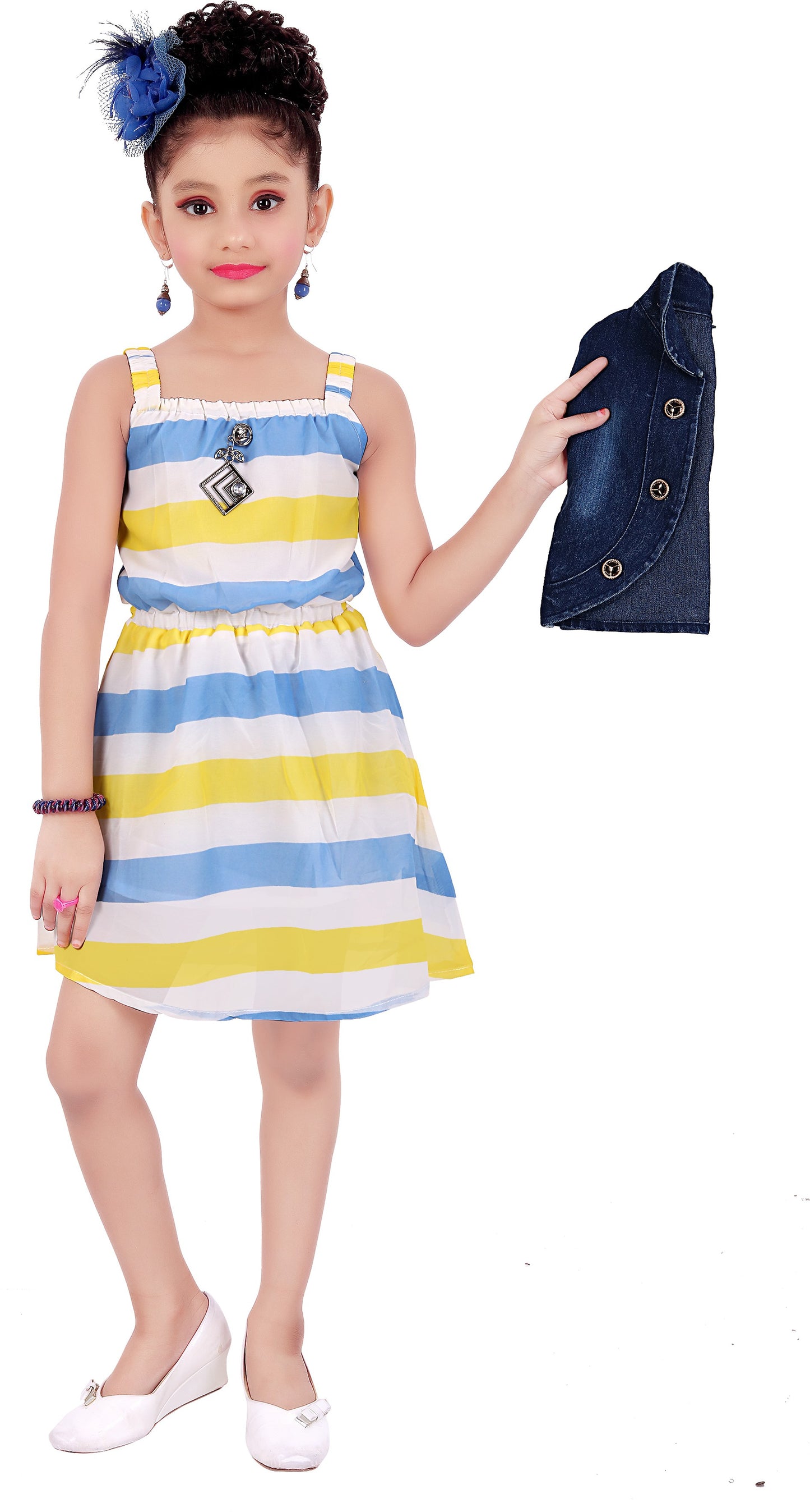 Yellow Georgette Dress For Girls