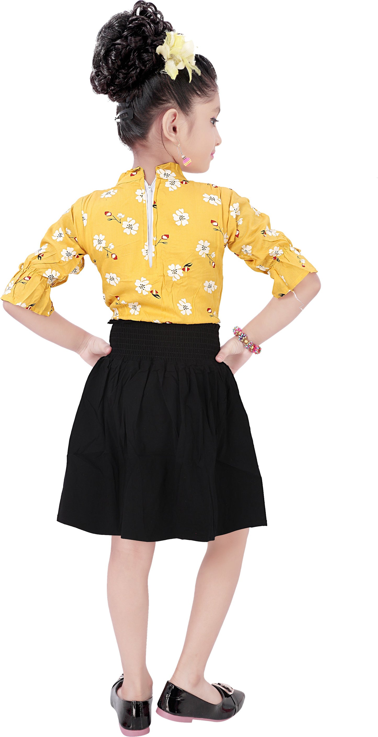 Yellow Viscose Rayon Dress For Girls