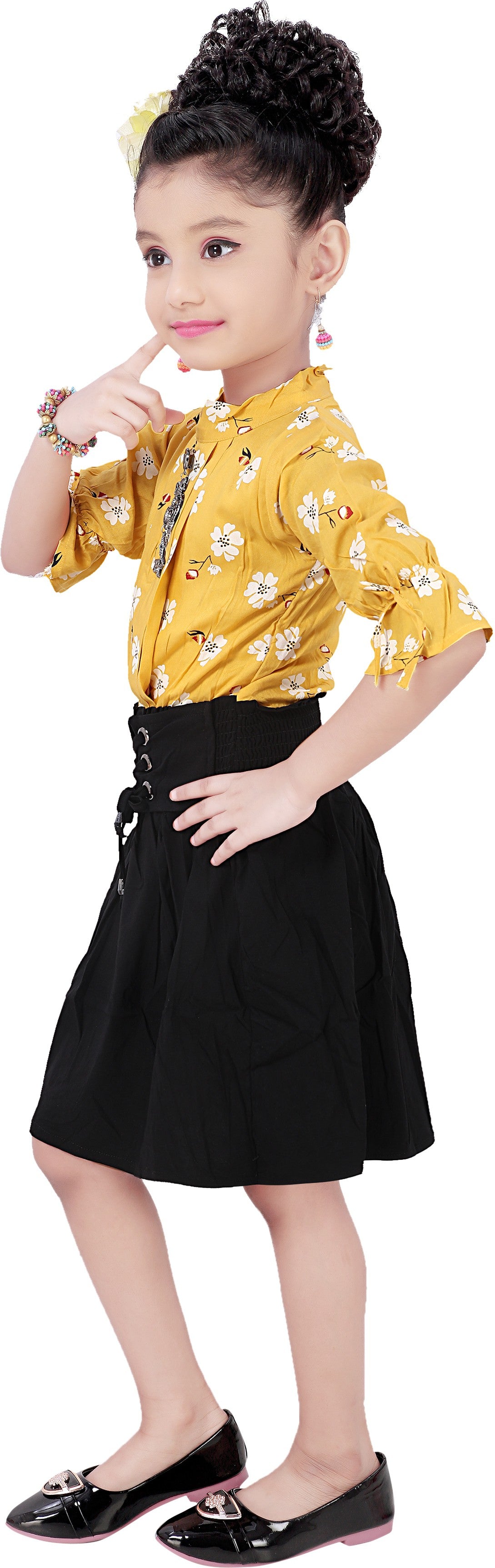 Yellow Viscose Rayon Dress For Girls