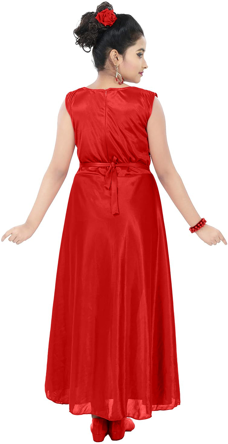 Red Satin Dress For Baby Girls
