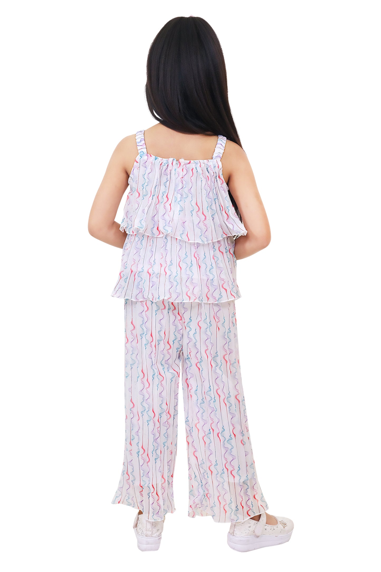 Pink Printed Georgette Plazo For Girls