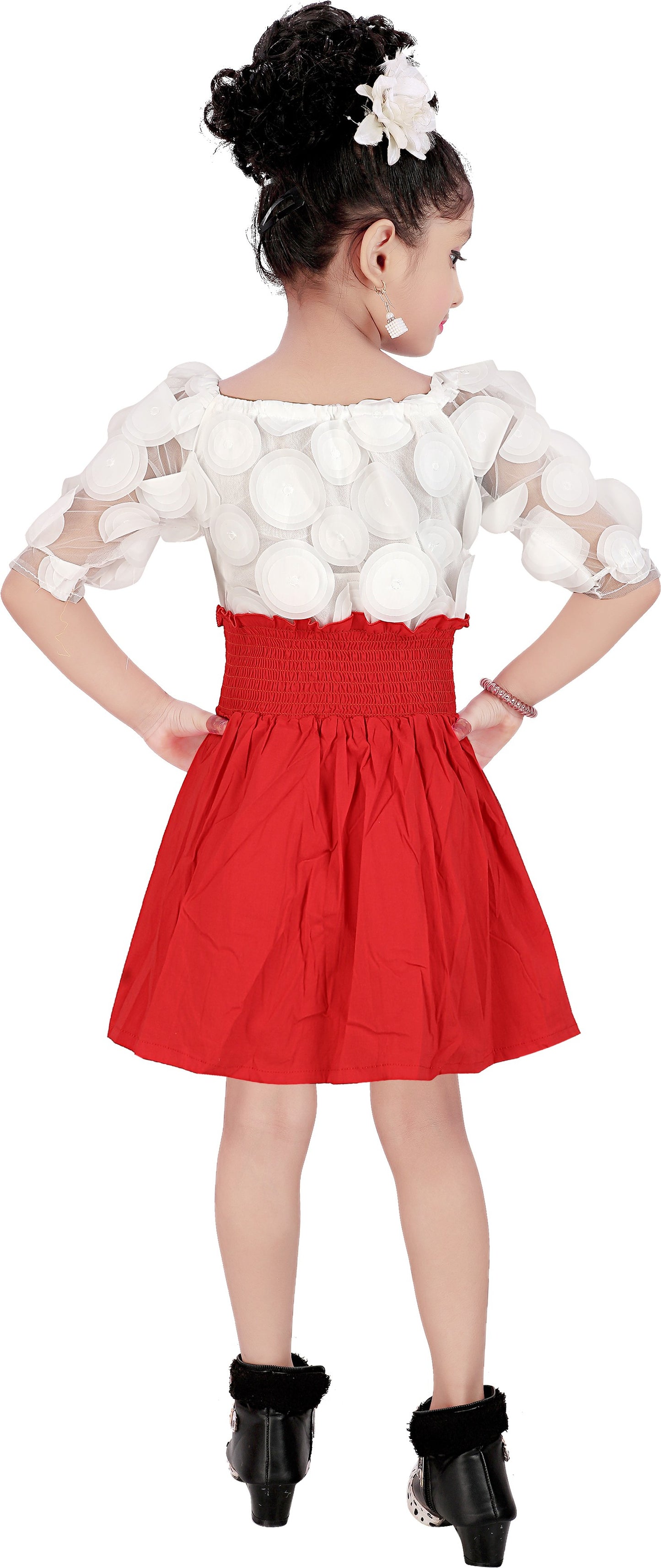 Red Viscose Rayon Dress For Girls