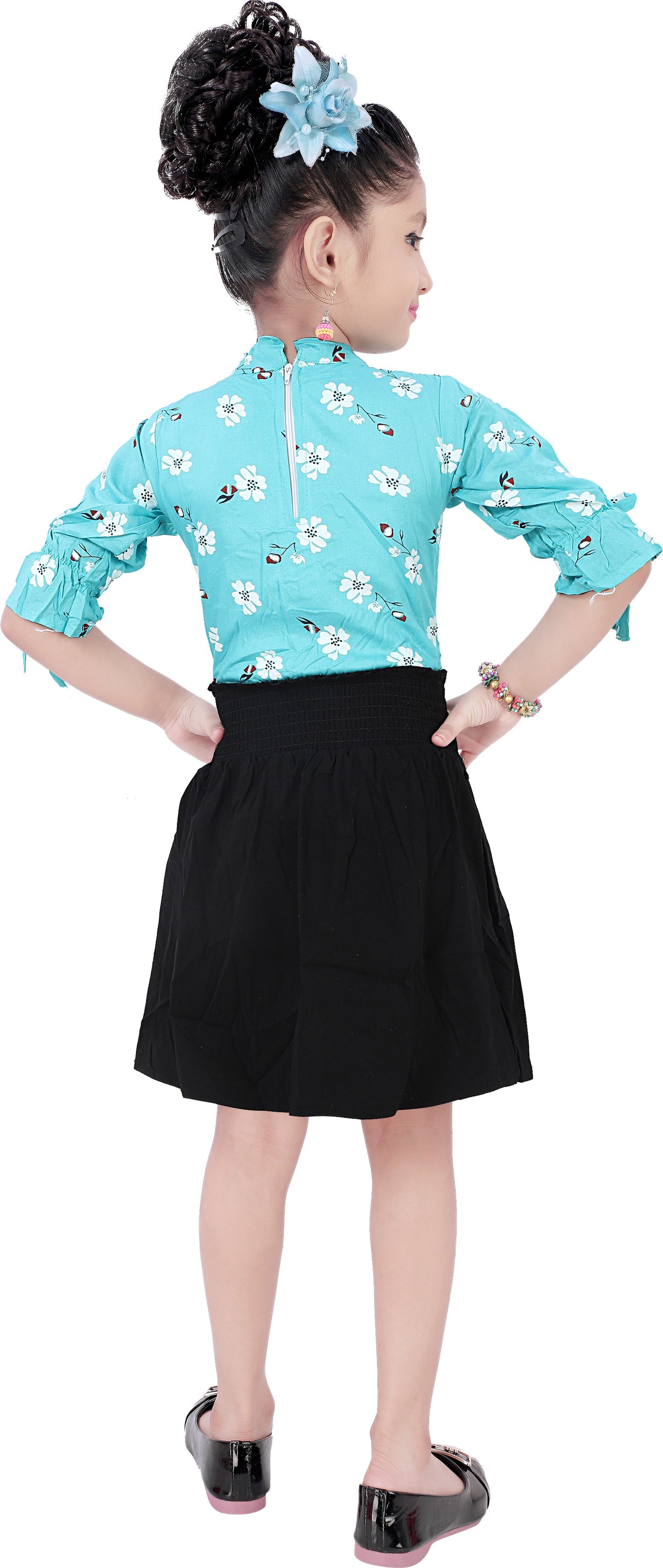 Blue Viscose Rayon Dress For Girls