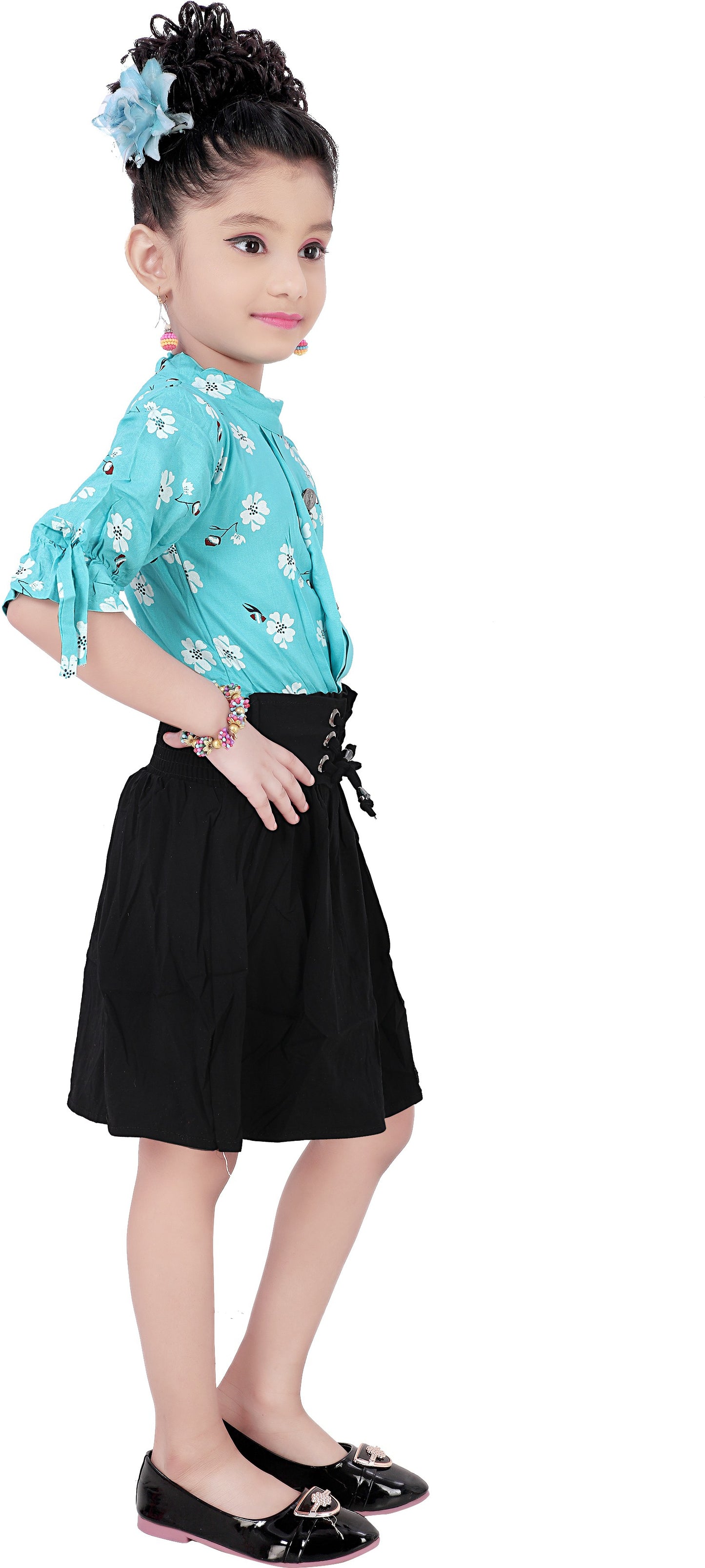 Blue Viscose Rayon Dress For Girls