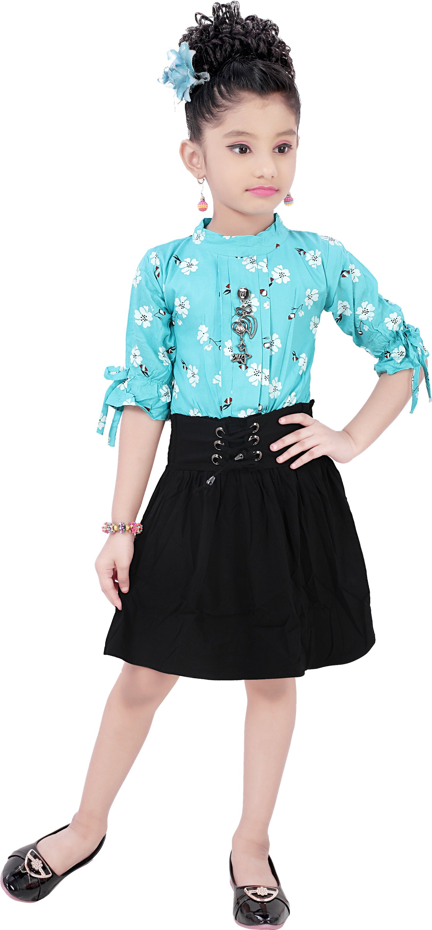 Blue Viscose Rayon Dress For Girls