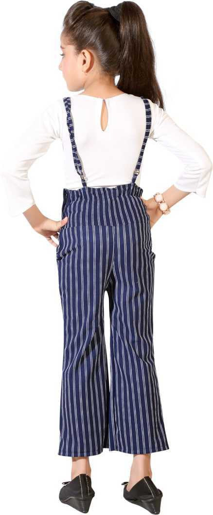 Blue Polyester Kids Dungaree Romper For Girls