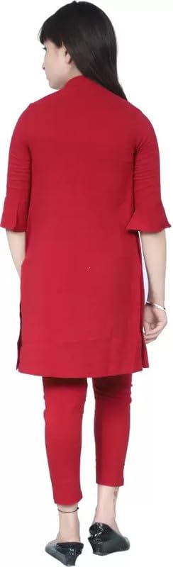 Maroon Polycotton Kids Apparel Combo For Girls