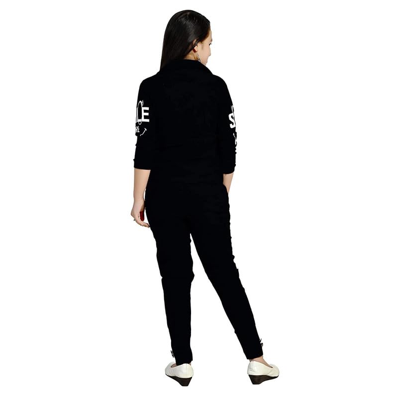 Black Cotton Blend Dress For Girls