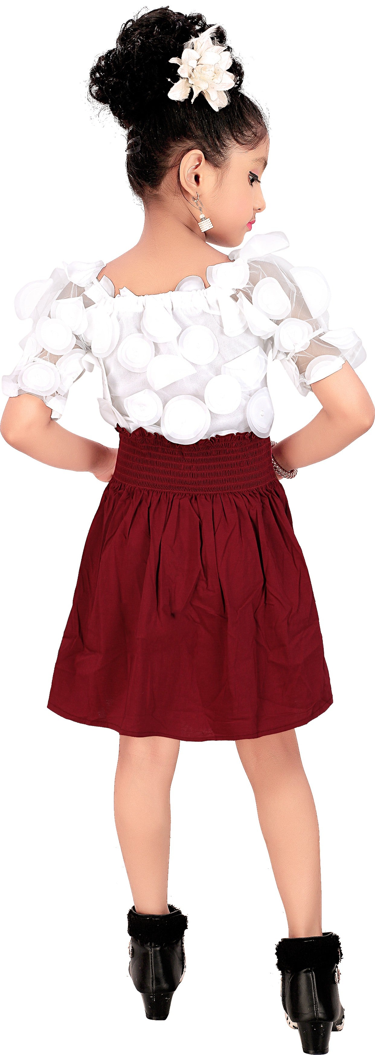 Maroon Viscose Rayon Dress For Girls