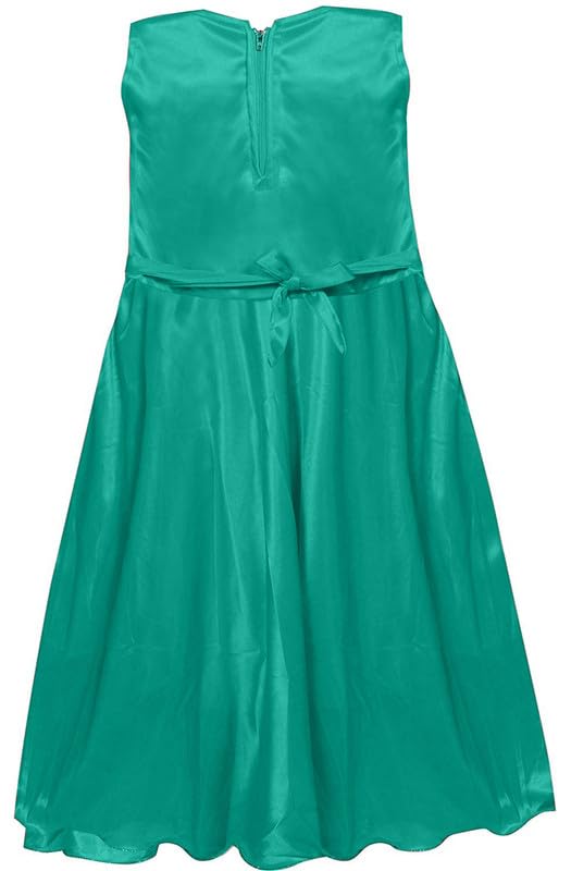 Sea Green Satin Dress For Baby Girls