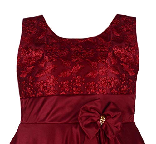 Maroon Satin Dress For Girls