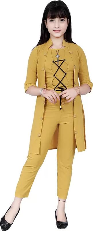 Yellow Polycotton Kids Apparel Combo For Baby Girls