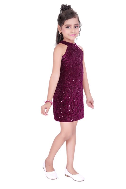 Purple Velvet Dress For Baby Girls