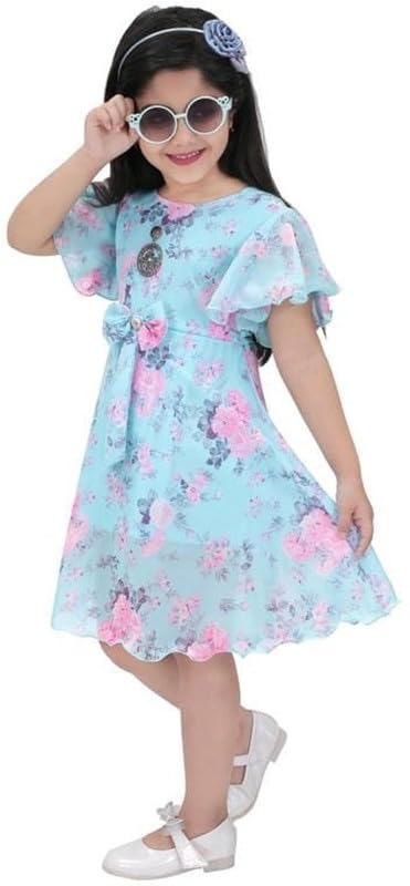 Blue Georgette Dress For Baby Girls