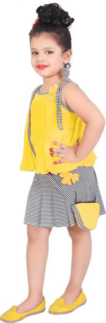 Yellow Georgette Kids Apparel Combo For Girls