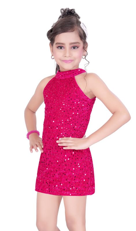 Pink Velvet Dress For Baby Girls