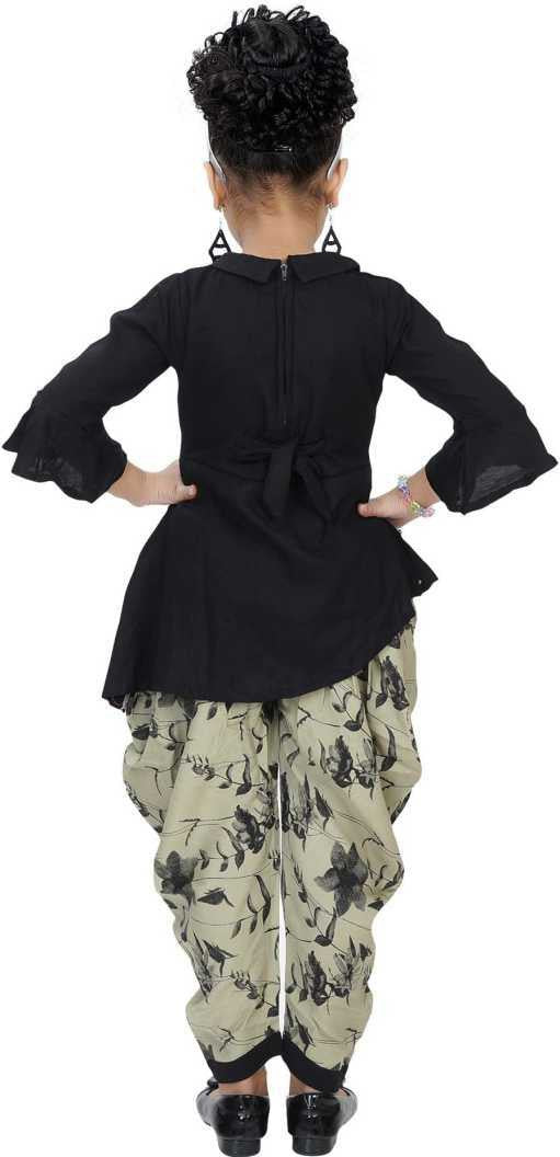 Pista & Black Viscose Rayon Kids Apparel Combo For Girls