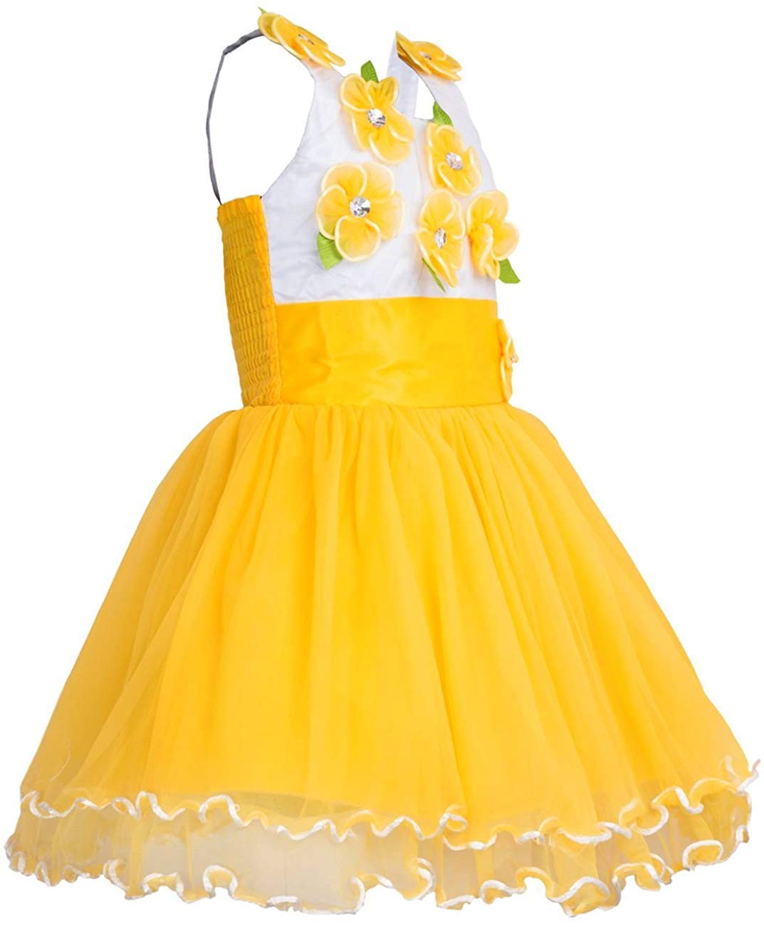 Yellow Net Dress For Girls