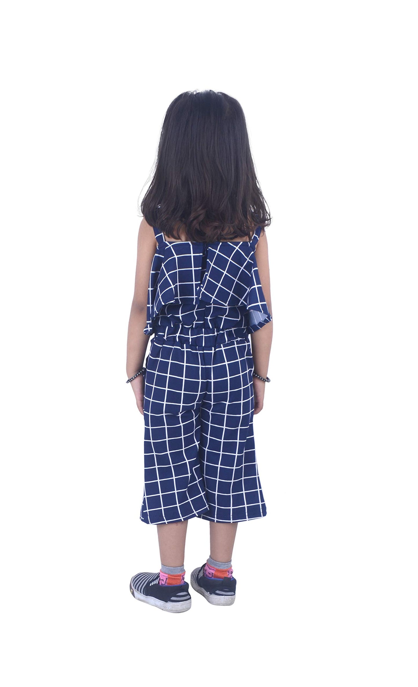 Blue Polycotton Kids Dungaree Romper For Girls