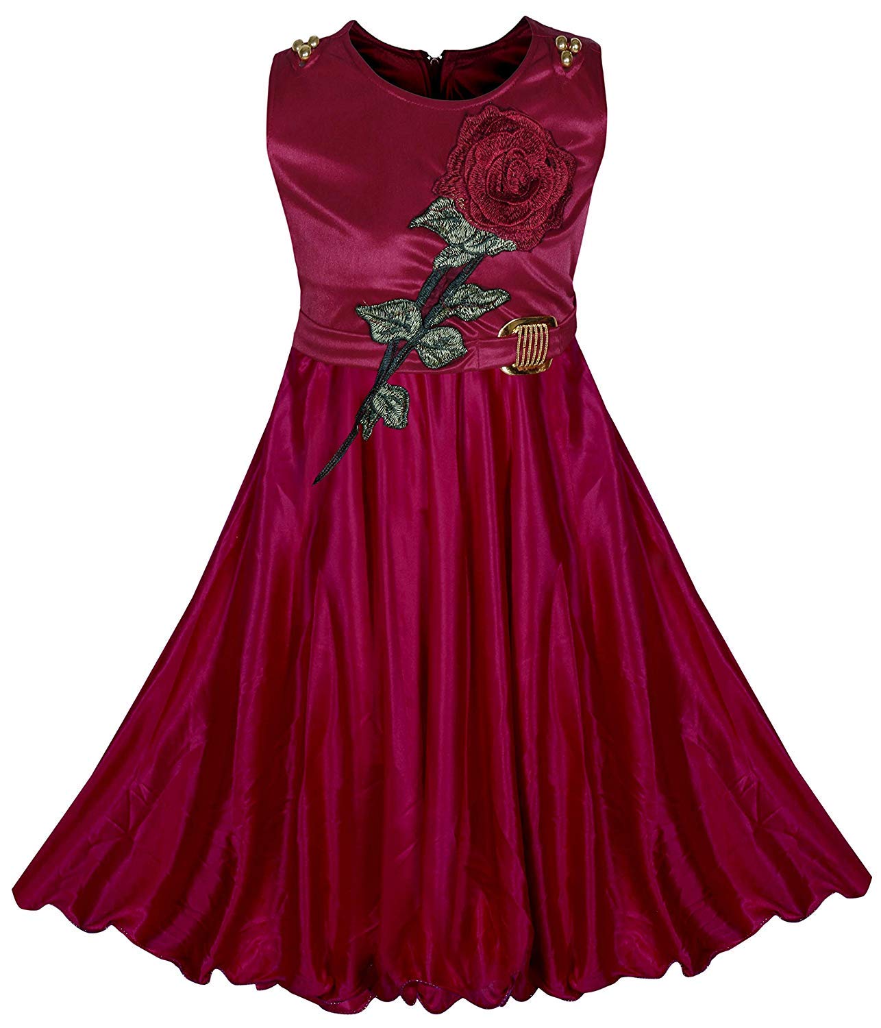 Maroon Satin Dress For Girls