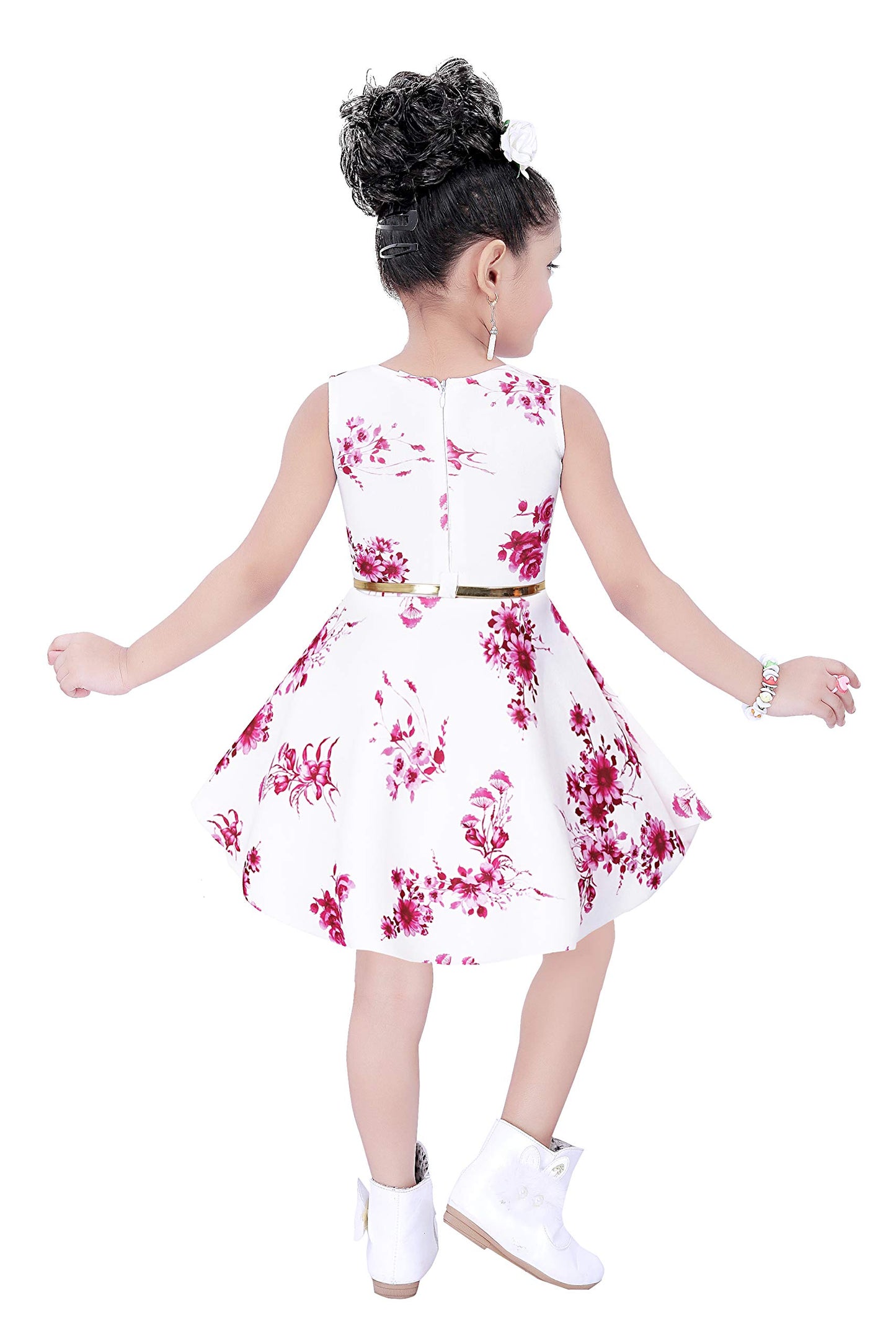 Pink Cotton Blend Dress For Girls