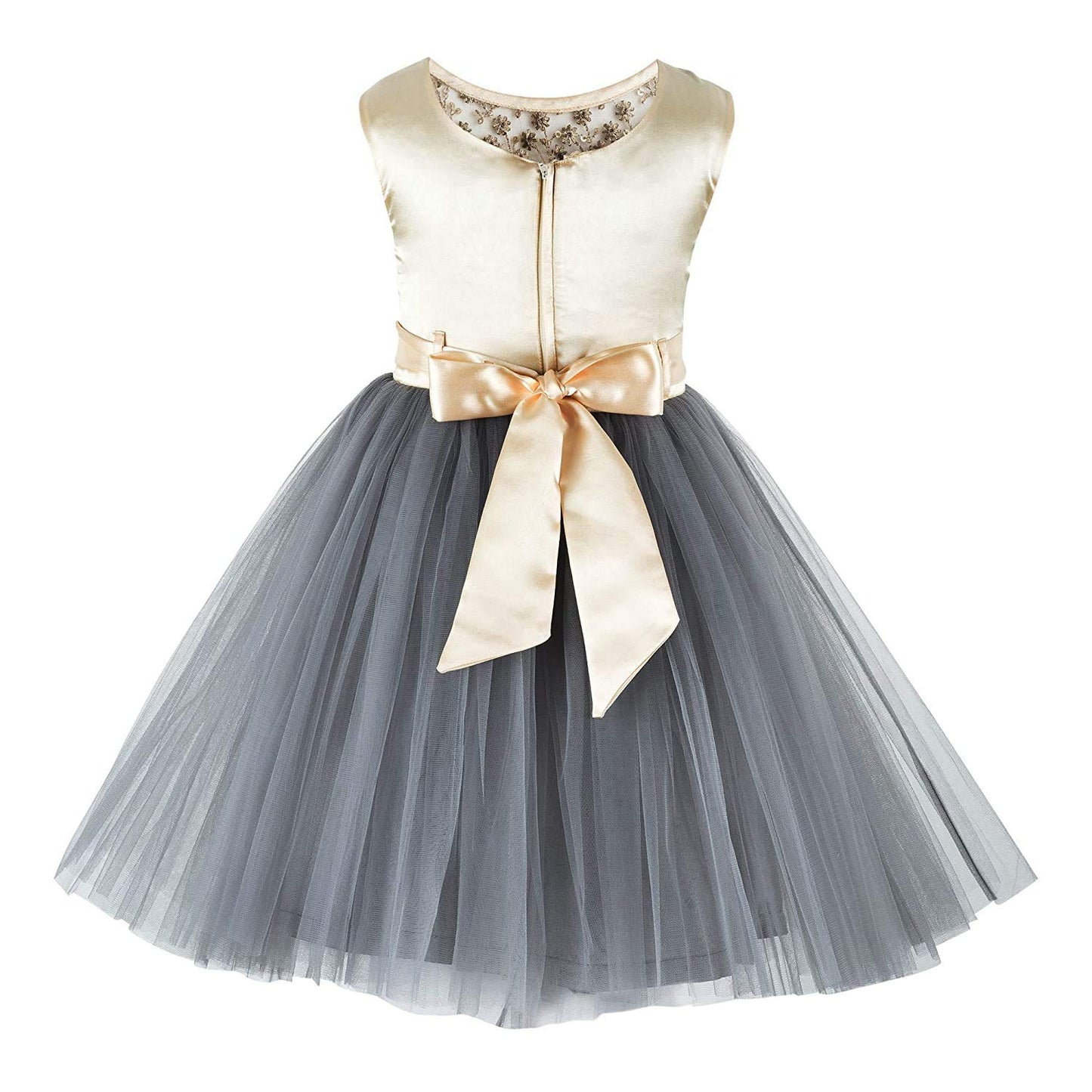 Grey Net Dress For Girls