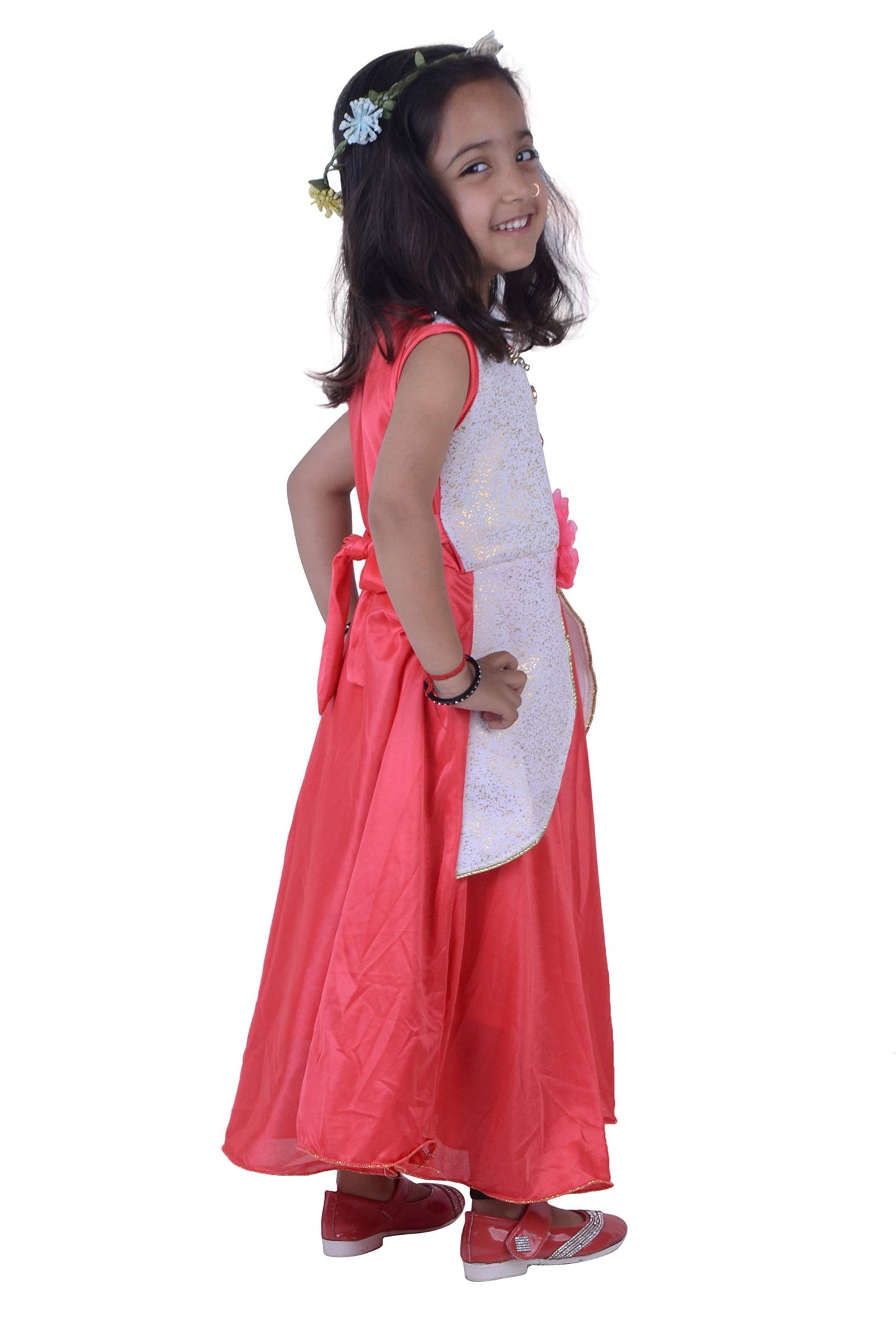 Carrot Satin Dress For Girls