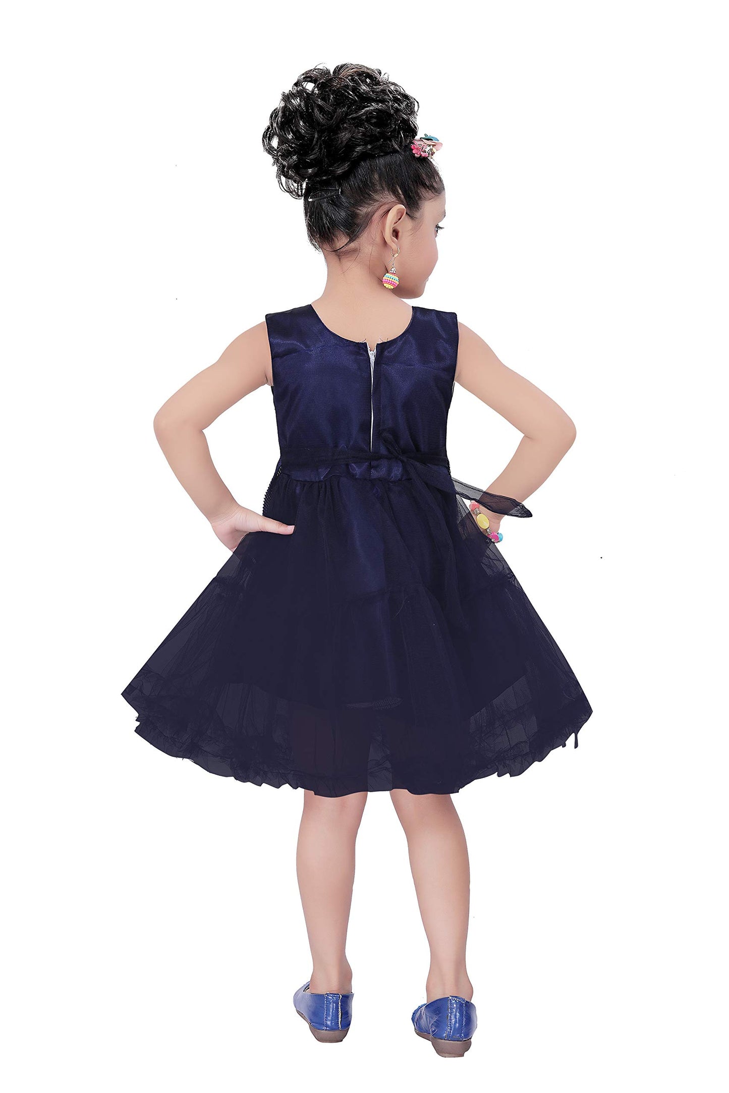 Blue Net Dress For Girls