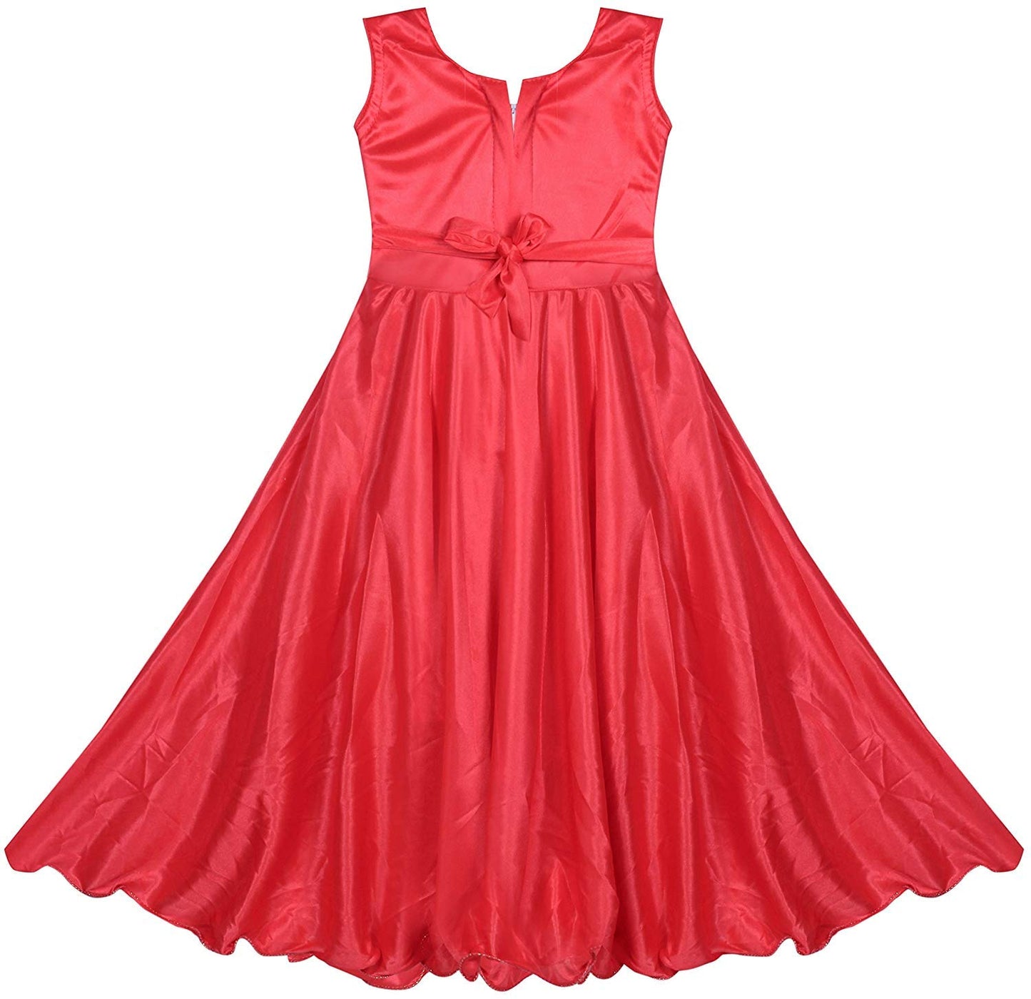 Coral Pink Satin Dress For Girls