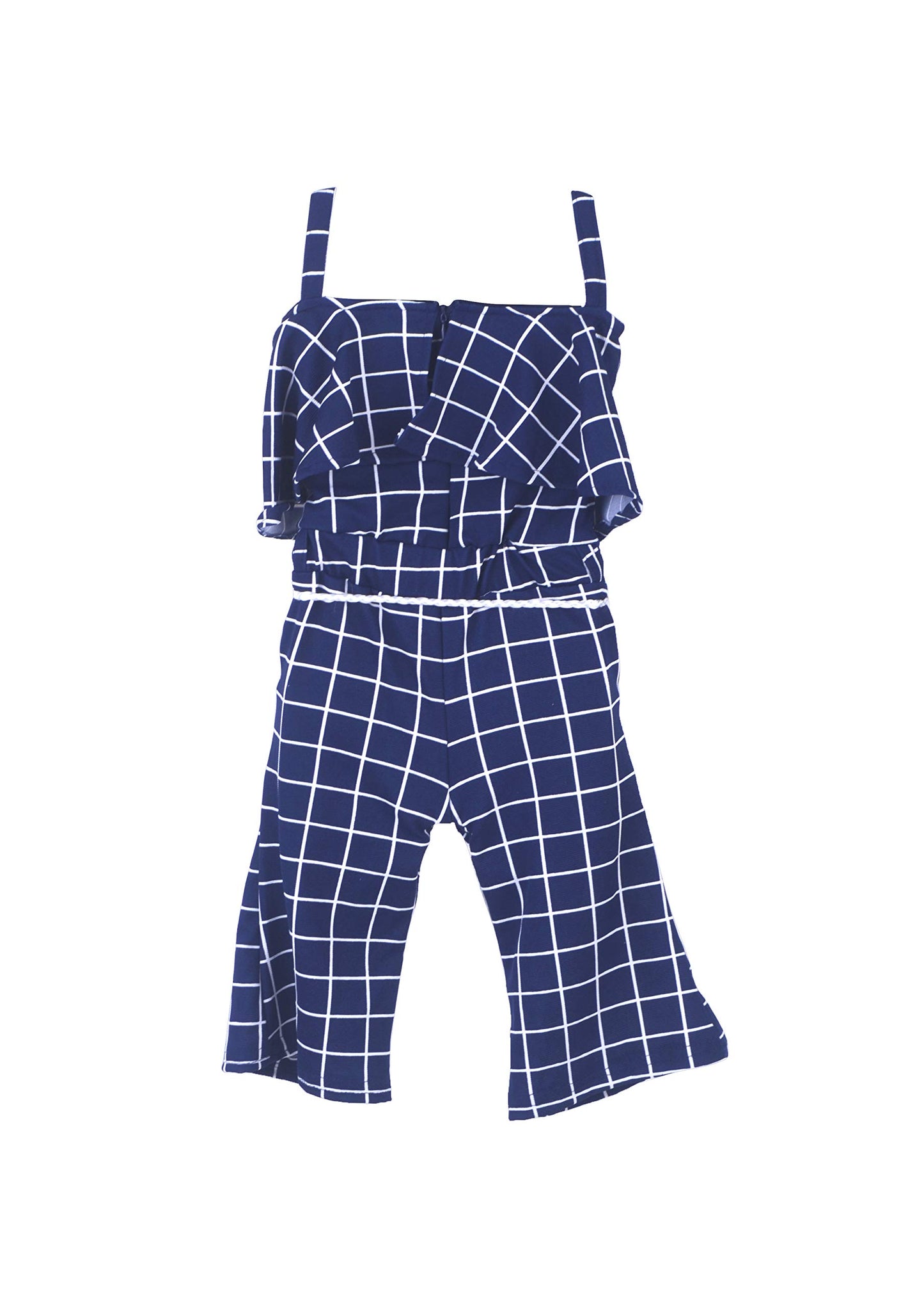Blue Polycotton Kids Dungaree Romper For Girls