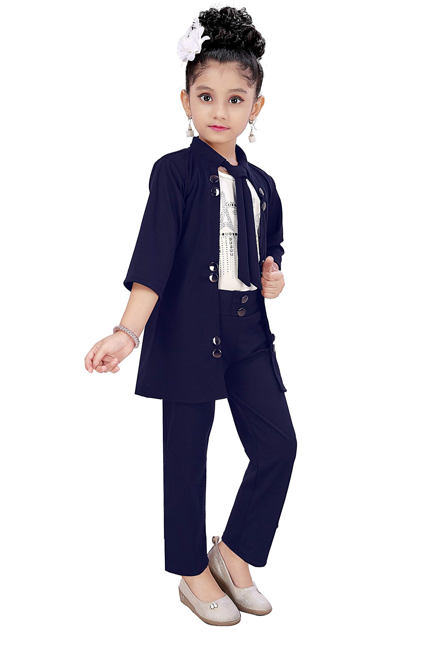 Blue Cotton Blend Kids Apparel Combo For Girls
