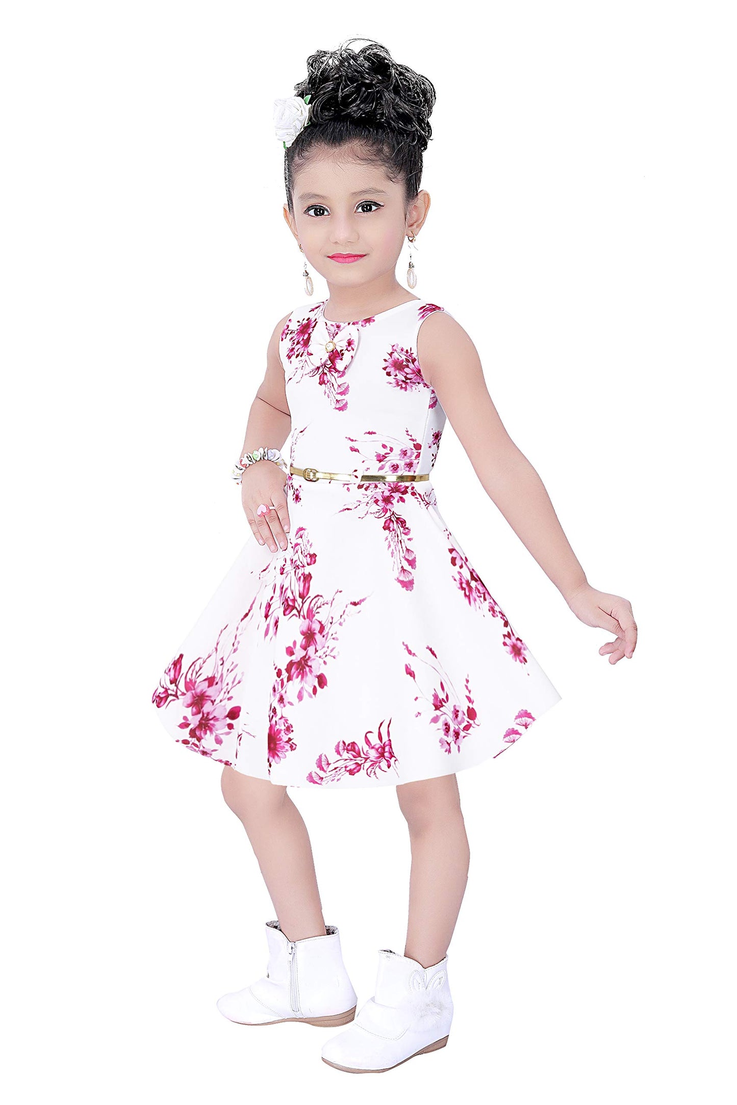Pink Cotton Blend Dress For Girls