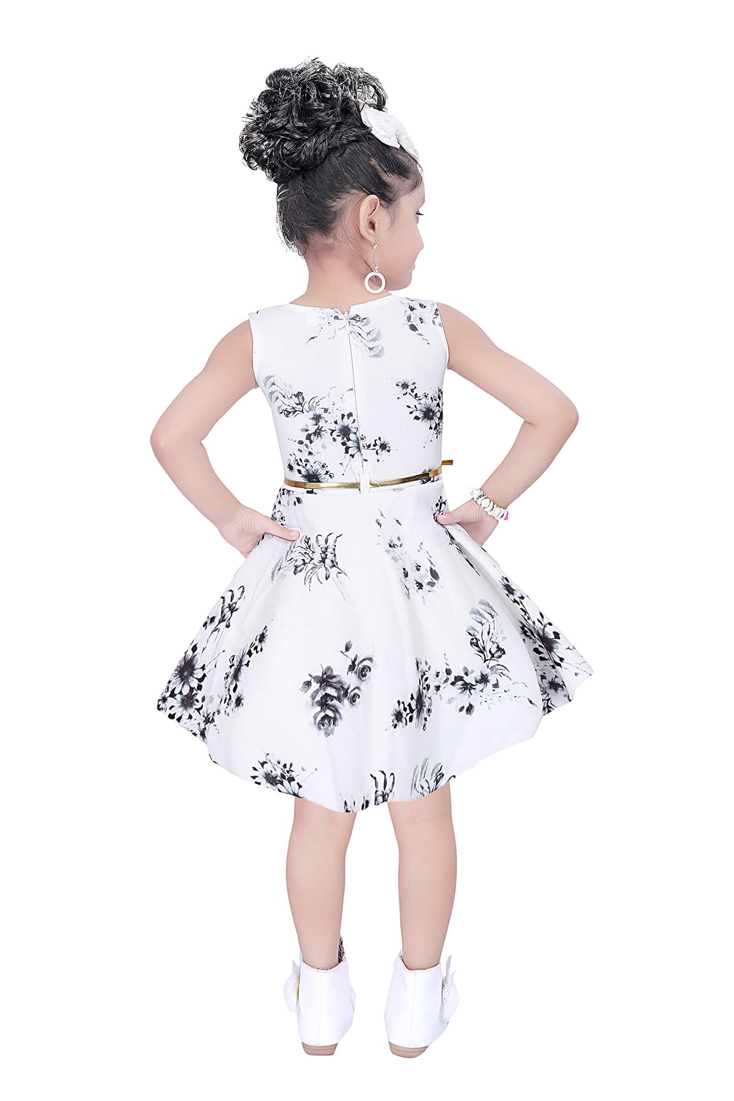 Black Cotton Blend Dress For Girls