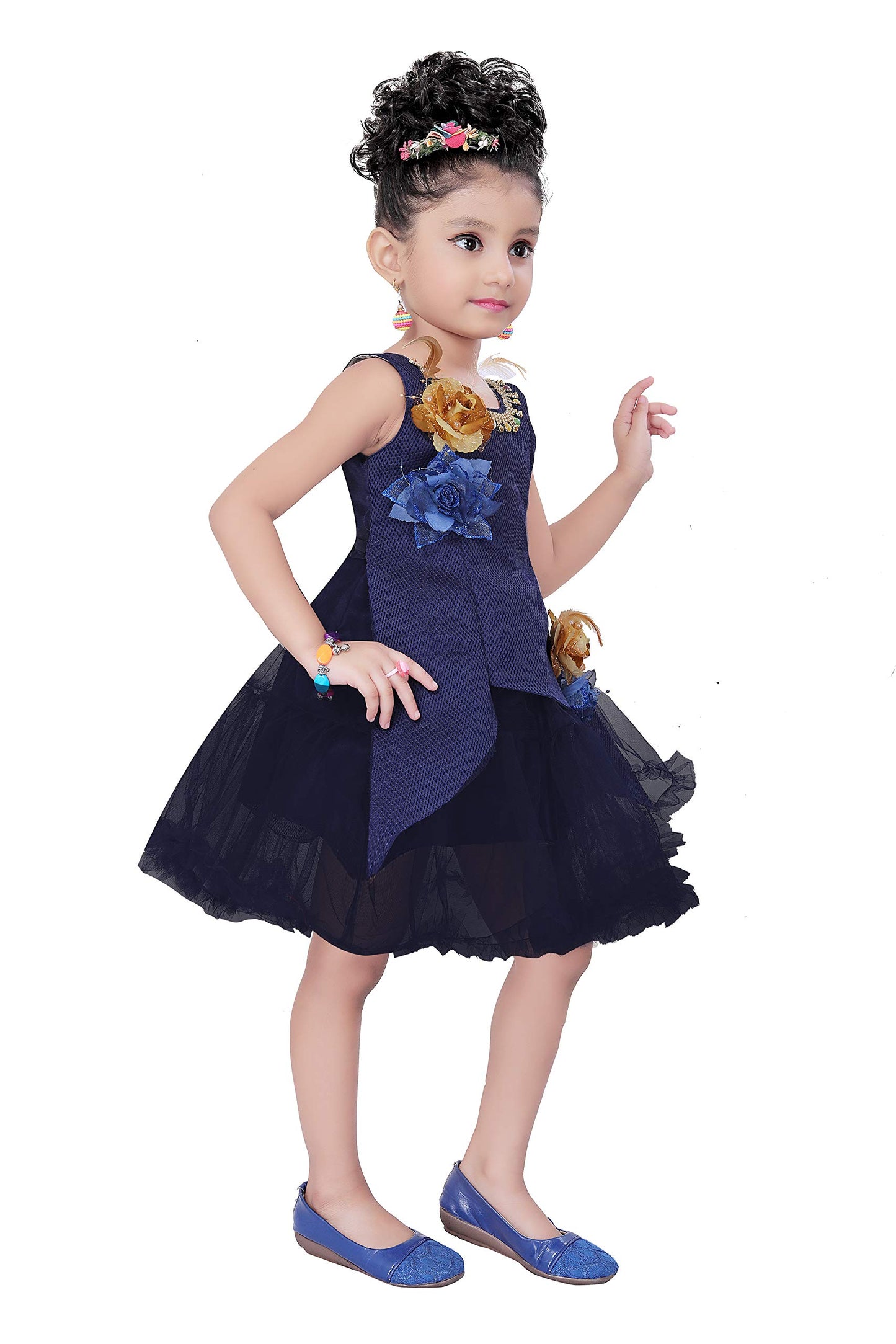 Blue Net Dress For Girls