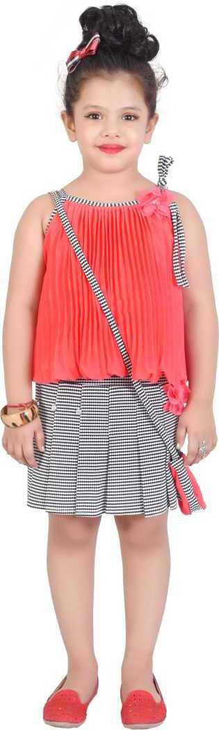 Orange Georgette Kids Apparel Combo For Girls