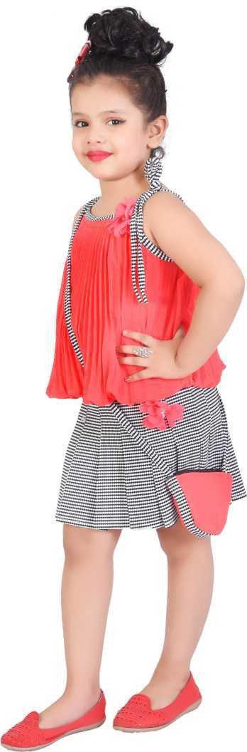 Orange Georgette Kids Apparel Combo For Girls