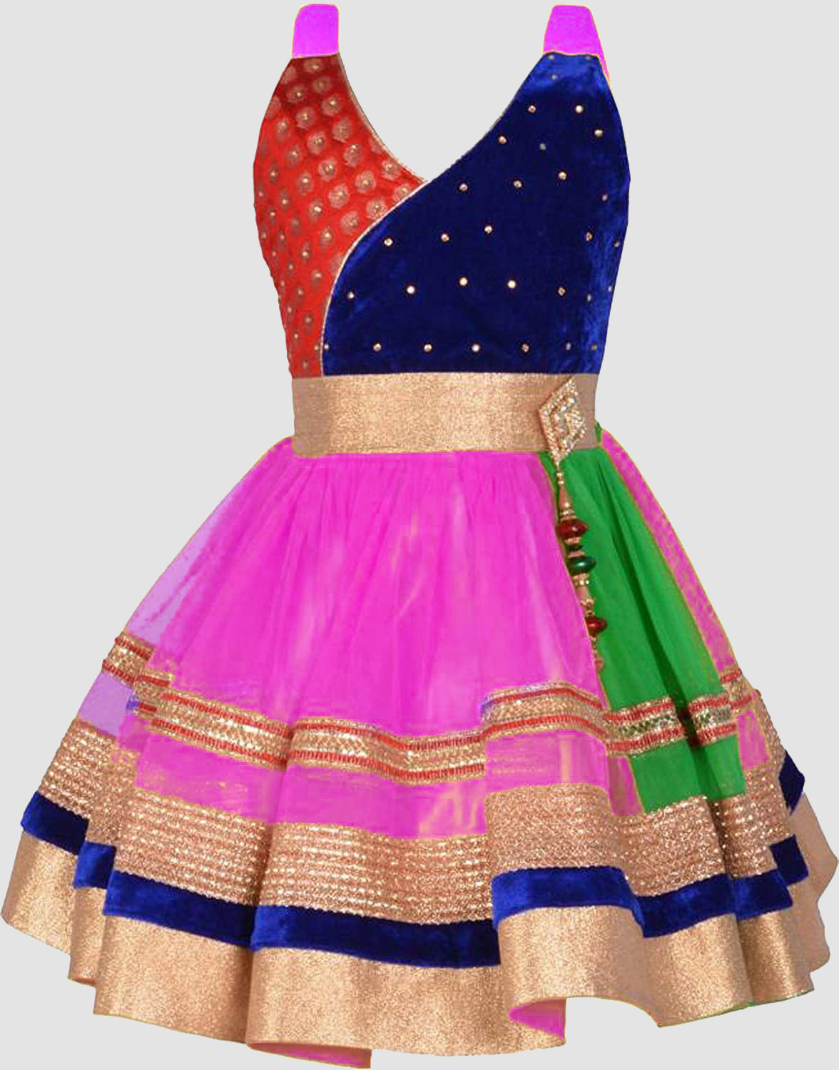 Pink&Green Net Dress For Girls