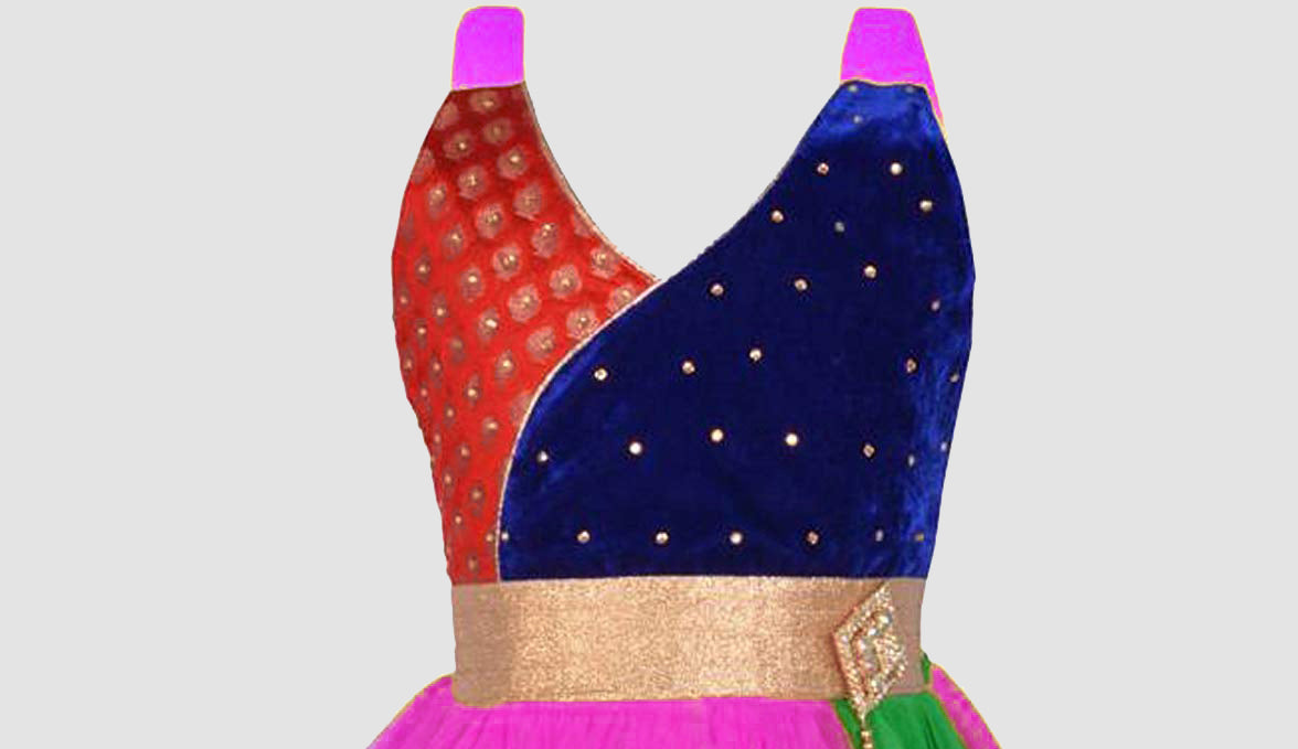 Pink&Green Net Dress For Girls