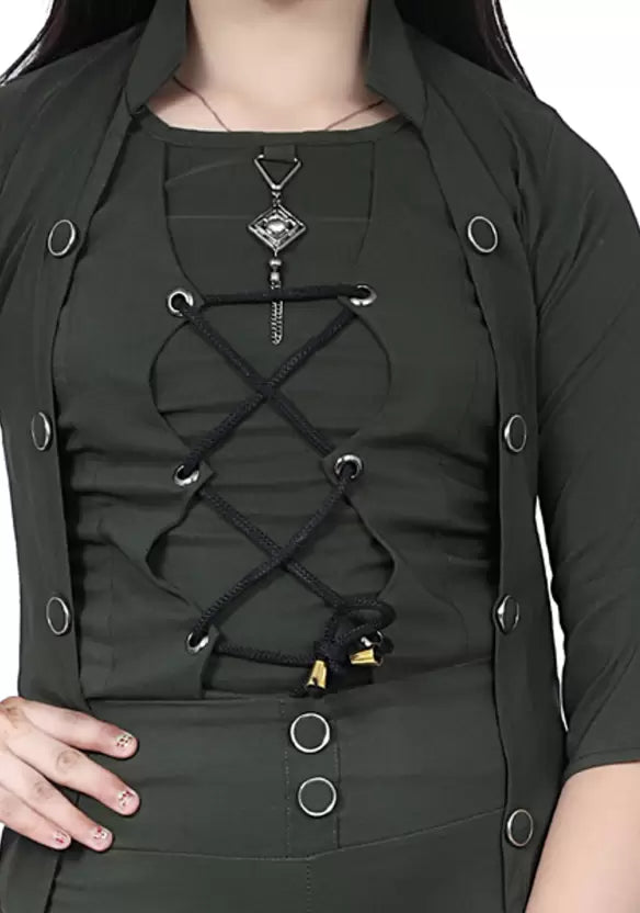 Green Polycotton Kids Apparel Combo For Baby Girls