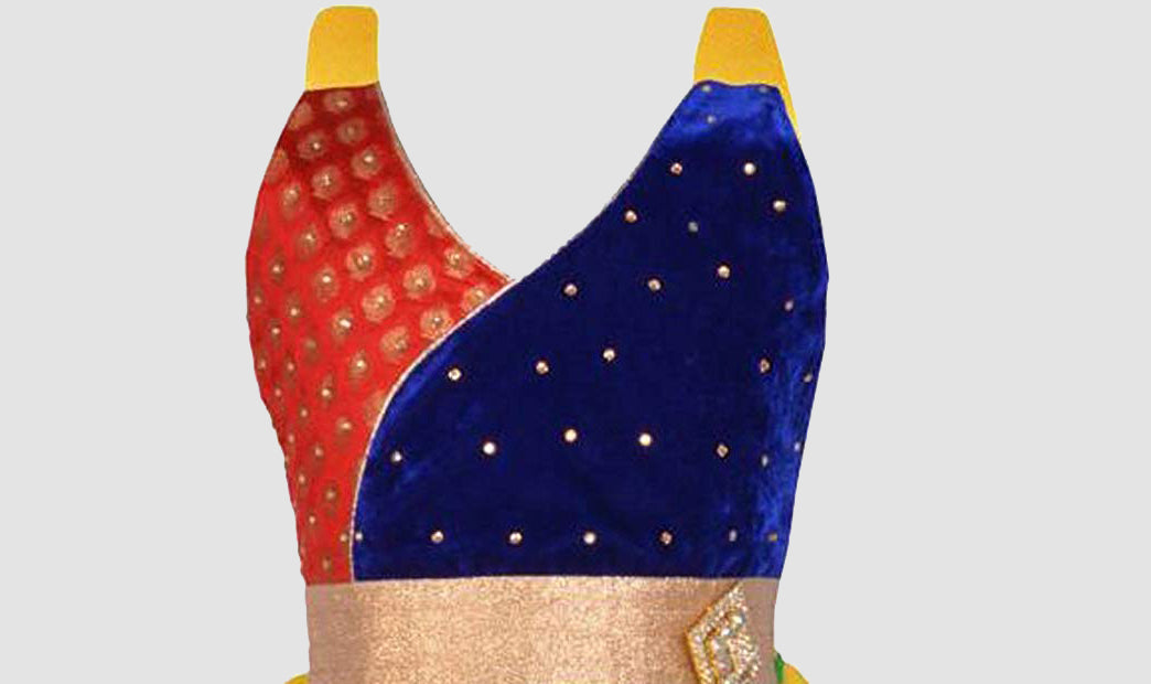 Yellow and green net frock for girls