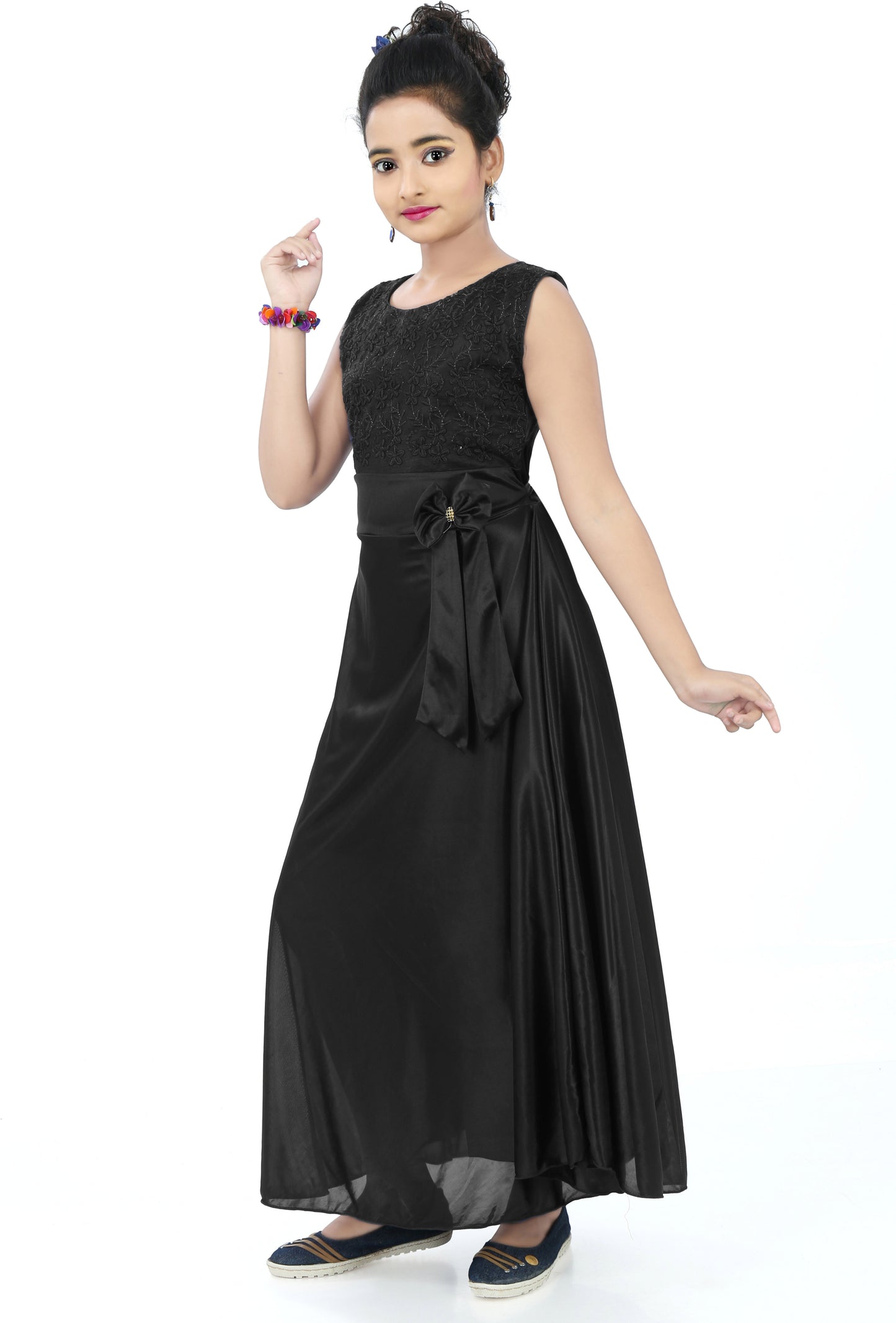 Black Lycra Blend Dress For Baby Girls