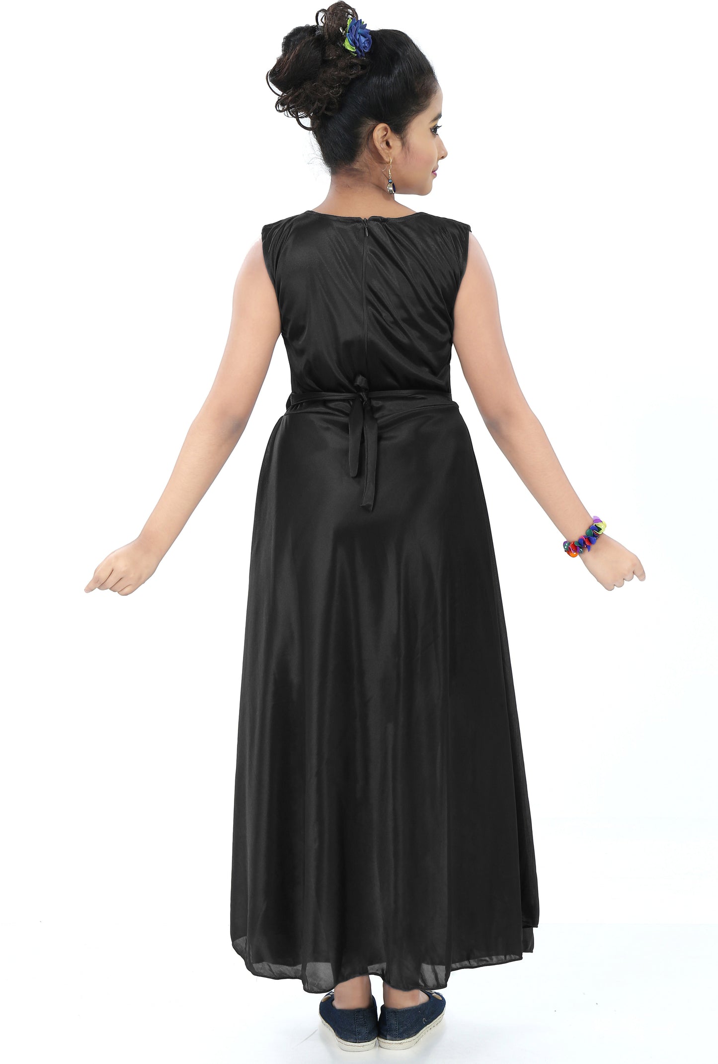 Black Lycra Blend Dress For Baby Girls