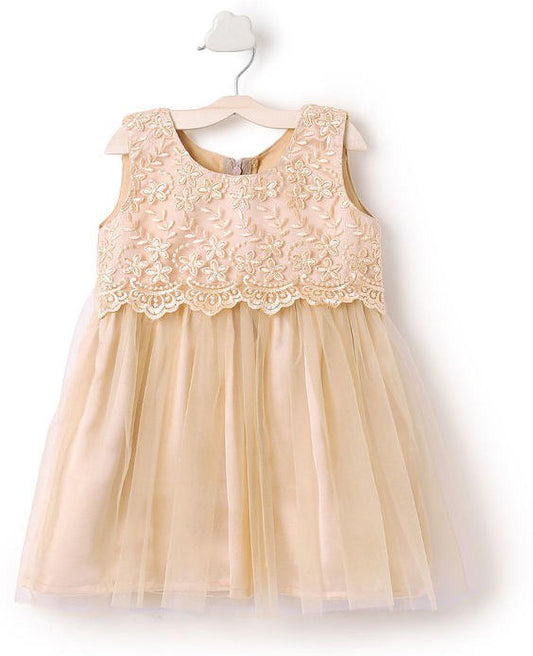Golden Net Dress For Girls