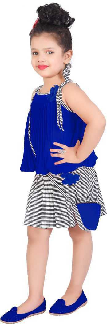 Blue Georgette Kids Apparel Combo For Girls