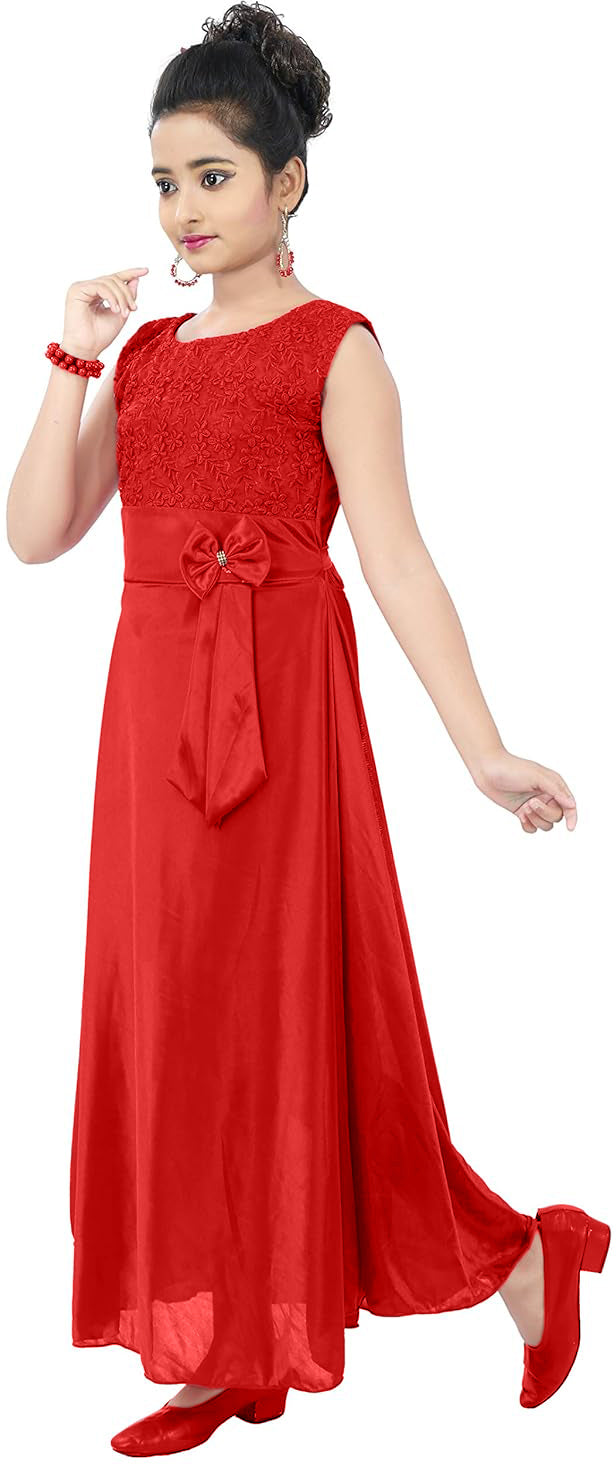 Red Satin Dress For Baby Girls