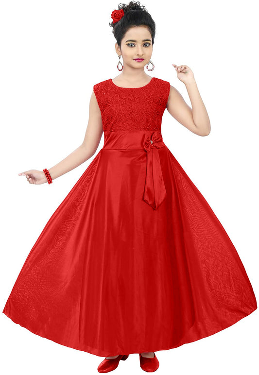 Red Satin Dress For Baby Girls