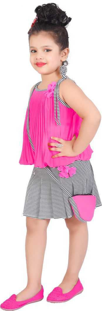 Pink Georgette Kids Apparel Combo For Girls