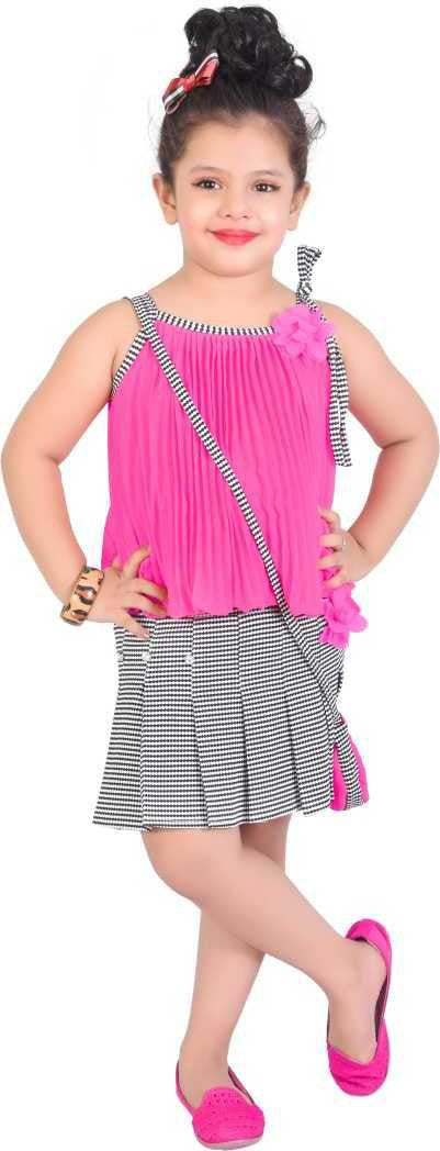 Pink Georgette Kids Apparel Combo For Girls