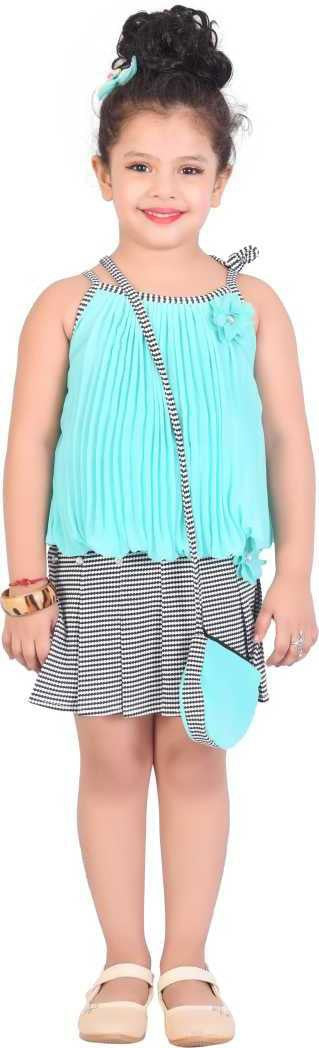 Skyblue Georgette Kids Apparel Combo For Girls